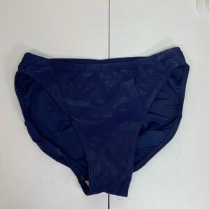 EUC‎ Style & Co women’s navy blue stripe textured high waisted stretch swimsuit